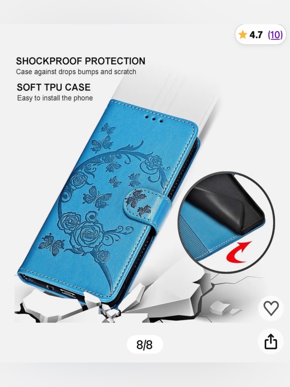 NWT~ iPhone 17 Pro Wallet Wristlet Case w/ RFID Protection~Teal - Picture 3 of 7